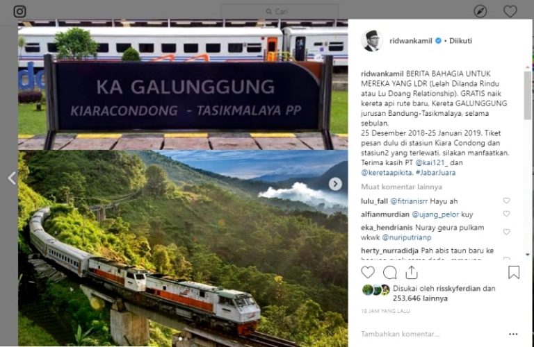 Kata Kang Emil KA Galunggung Cocok Buat Yang LDR
