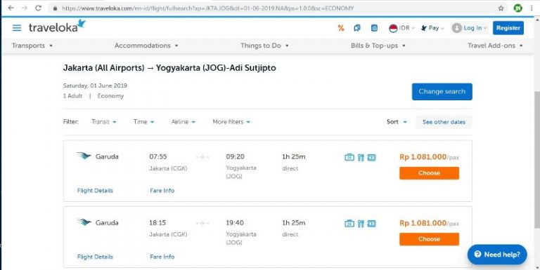 Tiket Garuda Indonesia Jakarta-Yogyakarta Rp 1 Jutaan