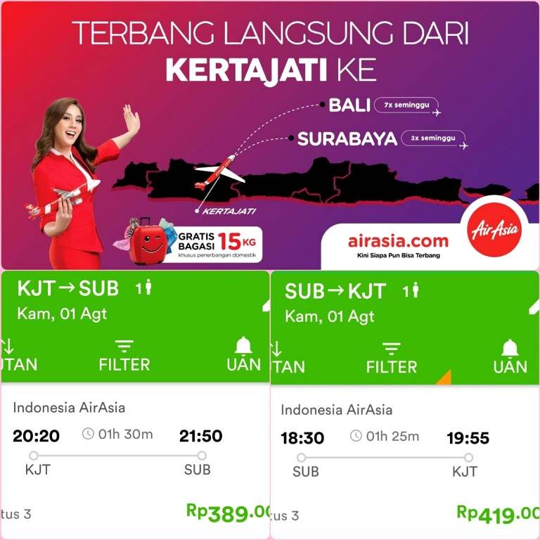 Asyiik,Naik AirAsia Kertajati-Surabaya Hanya Rp.389 Ribu