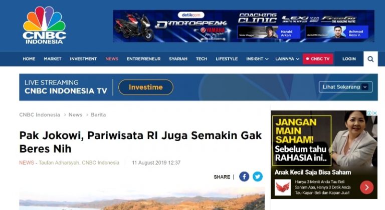 Hasil Riset, Kinerja Pariwisata Indonesia Merosot