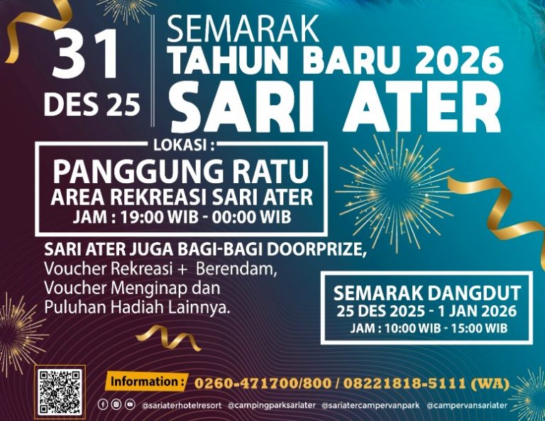 Sari Ater Siapkan “Semarak Tahun Baru 2026”, Hadirkan Rusdy Oyag dan Beragam Hadiah Menarik
