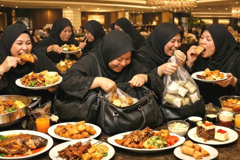 Mendadak Viral Bukber “Ibu-Ibu Dress Code Hitam” di Hotel, Makanan 350 Porsi Ludes dan Ayam Display Ikut Hilang