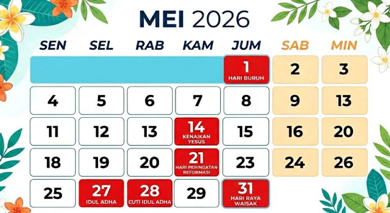Peluang Liburan Bulan Mei 2026 Terbuka Lebar, Kalender Nasional Jadi Acuan