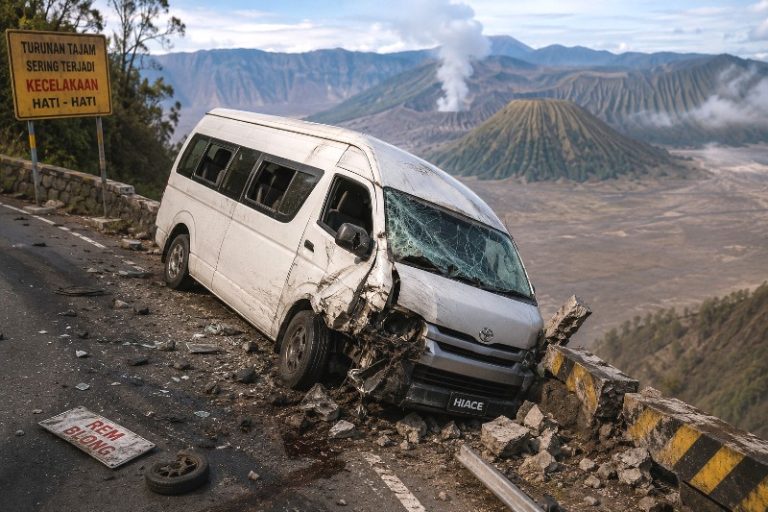 Minibus Turis Singapura Rem Blong di Jalur Bromo, 11 Orang Luka-Luka